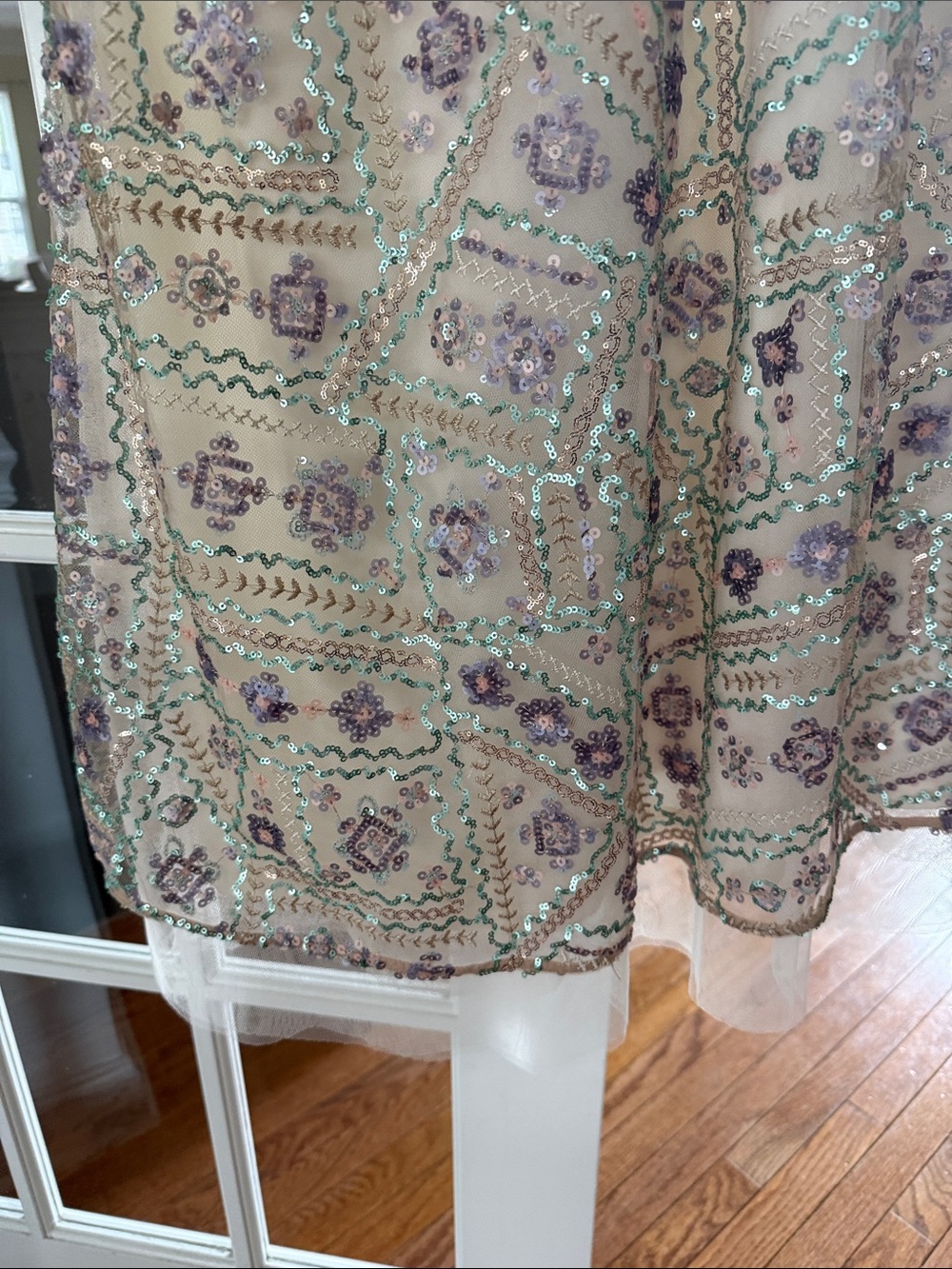 Dainty Jewells Cream Long-Sleeve A-Line Dress with Lavender Detail - Picture 5 of 6